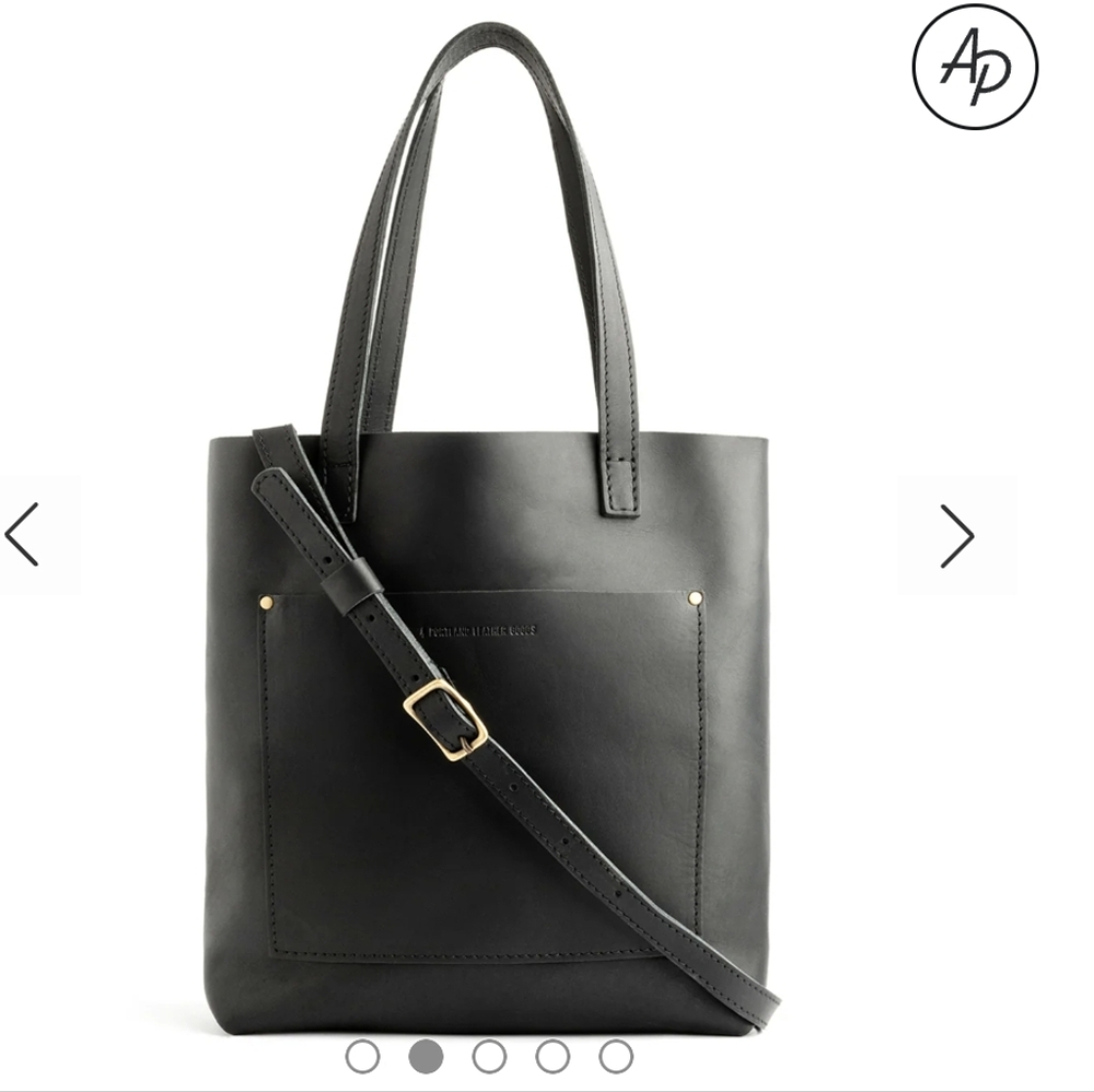 Portland Leather Goods Black Leather Crossbody Tote Bag Large Classic